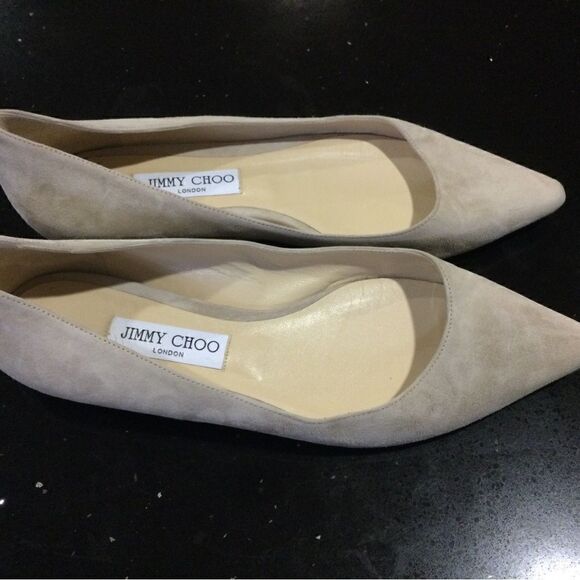 JIMMY CHOO Natural Romy Suede Ballet Flats - Picture 4 of 7